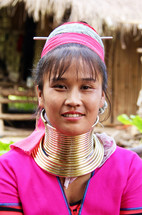cultural traditions - woman with rings around her neck 