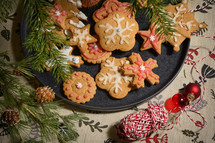 gingerbread Christmas cookies on a tray 