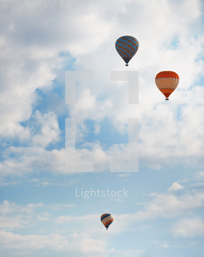 hot air balloons in a blue sky