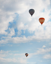 hot air balloons in a blue sky