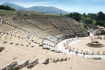 This is a historic theater in Philippi that would have been visited by the Apostle Paul, Silas, Lydia and early Christians from Acts 16. The theater would have housed dramas and gladiator fights. 