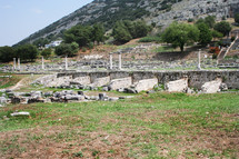 Shops at Philippi. These ruins from Ancient Philippi mark the shops at the Agora. One of these stalls may have belonged to Lydia the merchant who befriended the Apostle Paul in Acts 16 of the Bible. 
