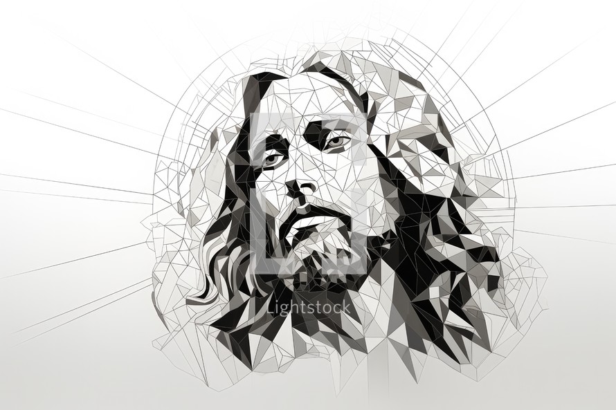 Portrait of Jesus Christ. Polygonal style. Vector illustration.