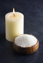 candle and salt 