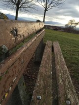 old weathered park bench 