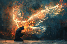 The Holy Spirit as a dove on a prayerful man