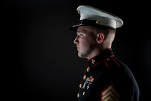 side profile of a marine in uniform 
