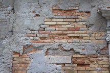 exploded brick in a wall 