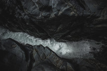 water between a rock crevice 