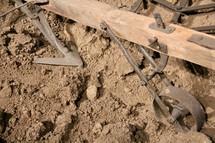 Antique Wooden Plough / Plow / Furrow