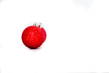 red glittery Christmas ornament balls 