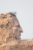 head carved into a mountain
