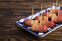 Traditional British Pigs in the Blanket with Toothpicks