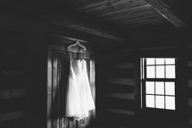 white dress hanging 