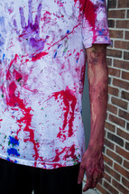 a man covered in paint 
