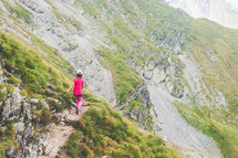 girl on a mountain trail 