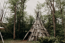 teepee in a forest 