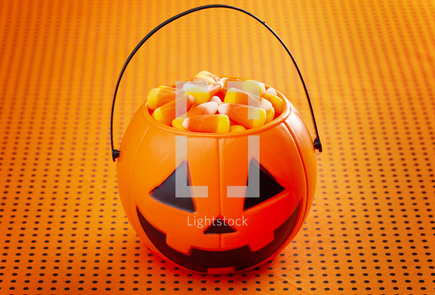 jack-o-lantern with candy 
