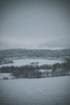 winter scene with barn 