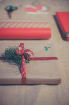 Christmas wrapping paper and gifts 