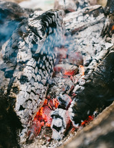 coals and embers from a burning fire 
