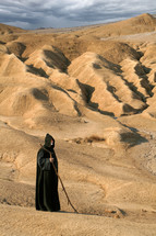 Prophet in the Judean desert. Biblical illustration.
