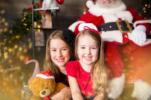 sisters with Santa Claus 