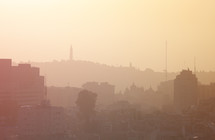 Hazy skyline of Jerusalem.