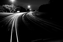 curve in a highway at night 