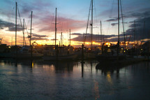 Boats at the dock at dusk