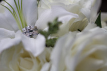 wedding rings on an Easter Lily 