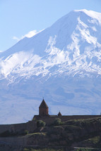 Snow capped Mt. Ararat with Khor Virap Church in foreground