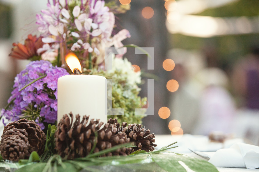 centerpiece with a candle 