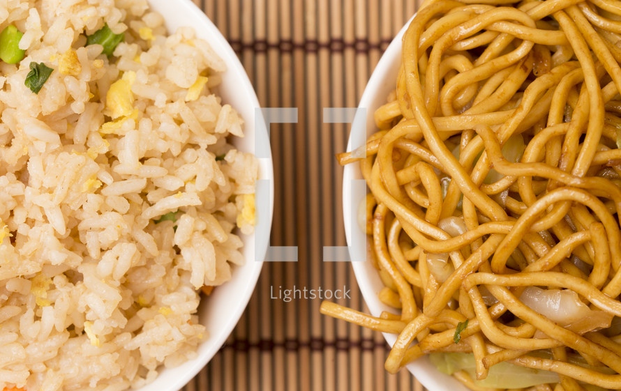 Chow Mein Noodles and rice 
