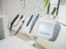 Closeup of dental drills in dentists office