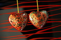 Hand made wooden heart decorations