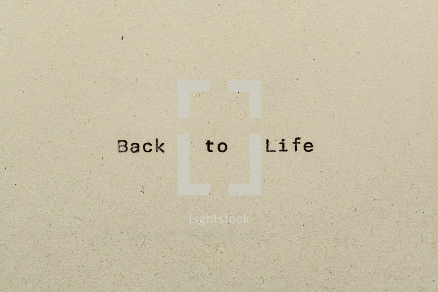 Back to Life 