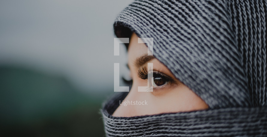 eyes of a woman through a burka 