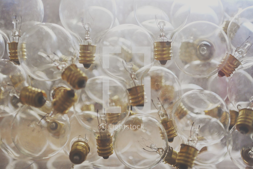 large pile of lightbulbs