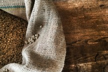 beans in a burlap sac 