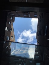 looking up to clouds in the sky