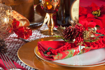 Decorated Christmas Dinner Table with studio lighting