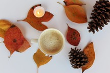 latte and fall leaves 