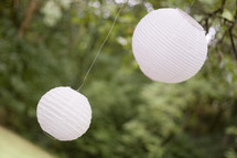 hanging white paper lanterns
