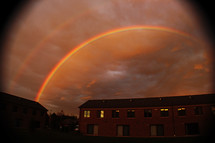 Double rainbow over a building.
