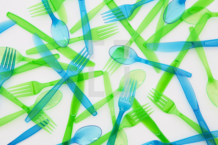 plastic utensils background 
