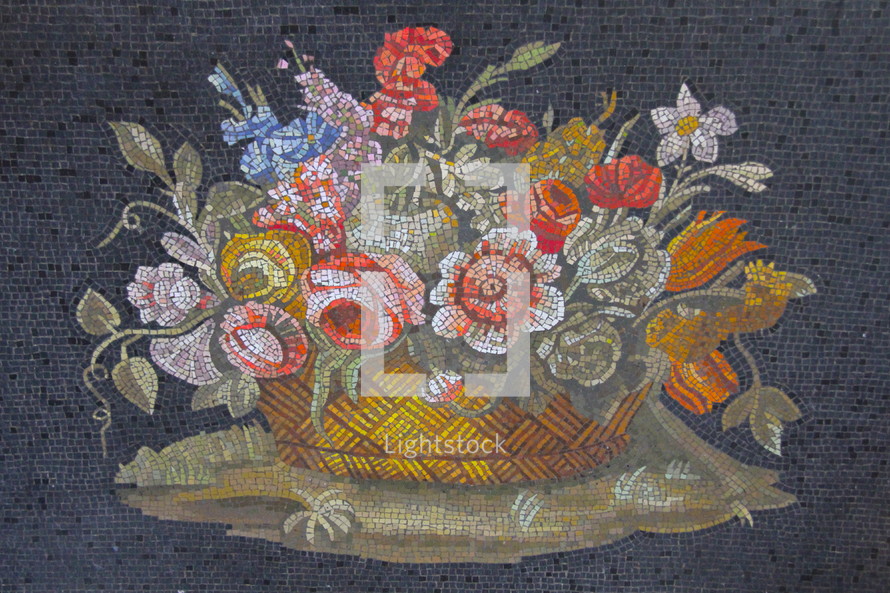 mosaic tile flower basket 