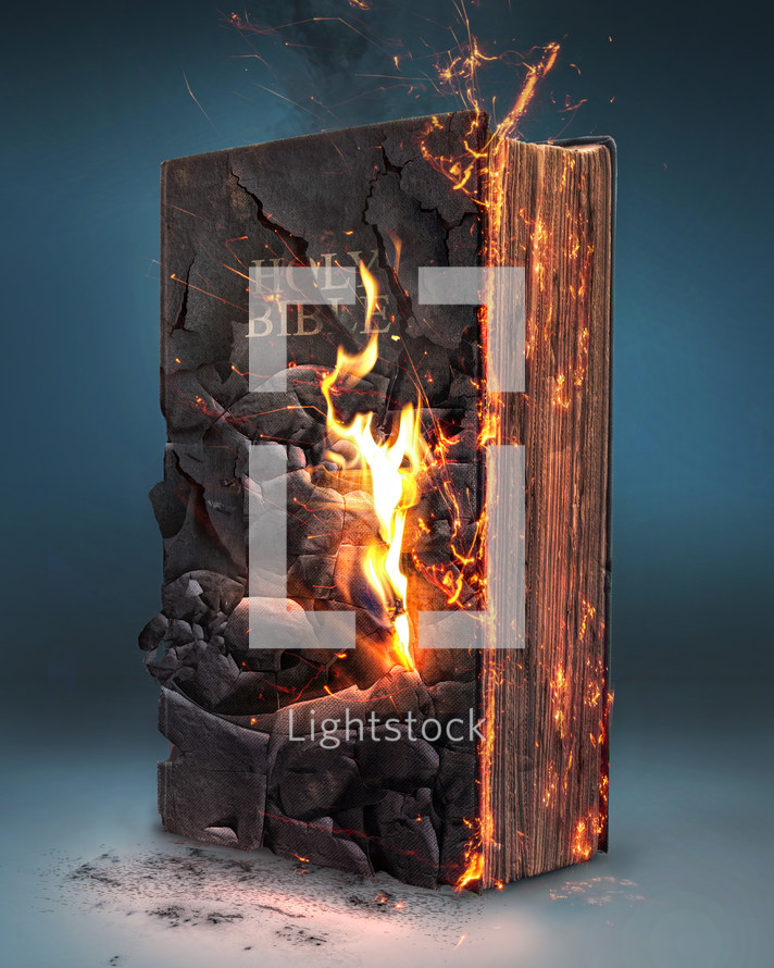 Bible on fire 