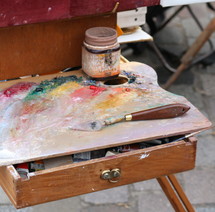 painters paint on a pallet 