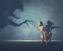 A little girl shows courage and stands up to a shadow monster
